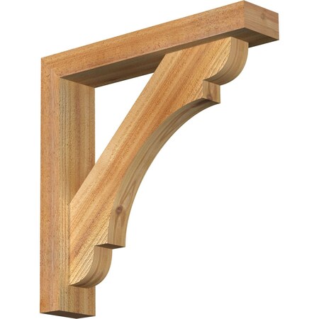 Ekena Millwork Olympic Block Rough Sawn Bracket w/ Offset Brace, Western Red Cedar, 4"W x 20"D x 20"H BKT0402X20X20OLY05RWR